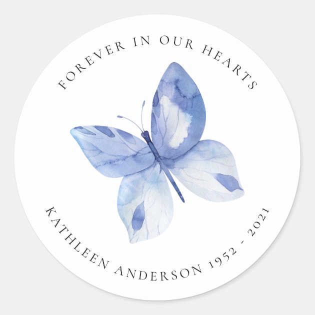 Butterfly Memorial Classic Round Sticker Zazzle   Butterfly Memorial Classic Round Sticker R6d00633f78024e6caf2e60e930271338 0ugmp 8byvr 630 