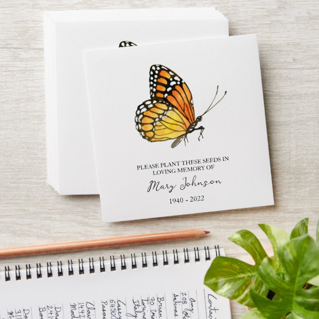 Butterfly Memorial Funeral Seed Envelope (Stacked)