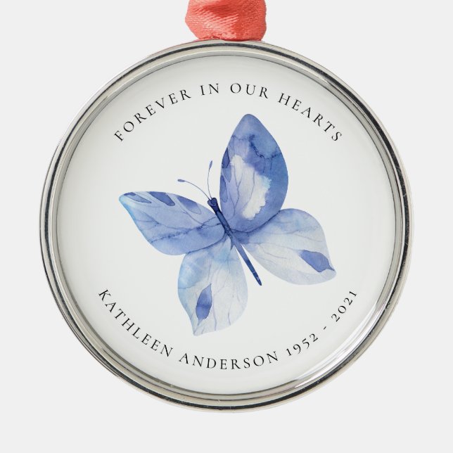 Butterfly Memorial Metal Ornament (Front)