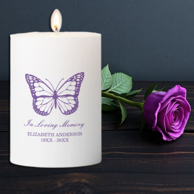Butterfly Memorial Pillar Candle (Creator Uploaded)