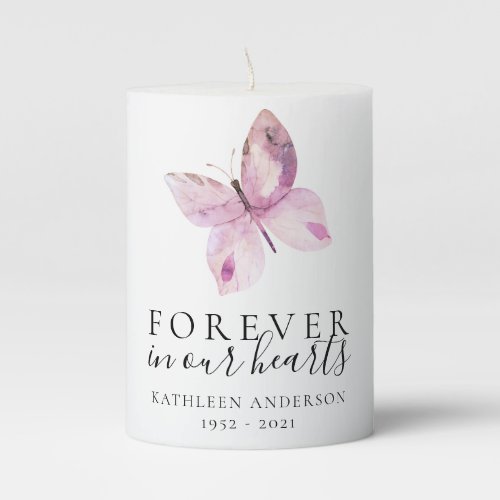 Butterfly Memorial Pillar Candle