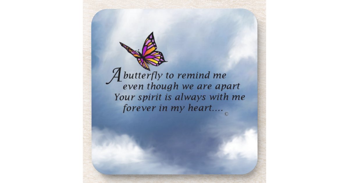 Butterfly Memorial Poem Drink Coaster | Zazzle