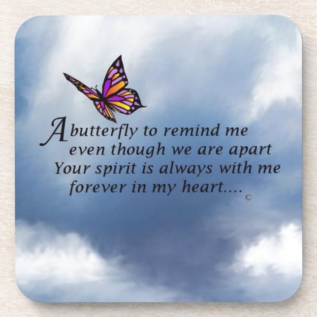 Butterfly Memorial Poem Drink Coaster (Front)