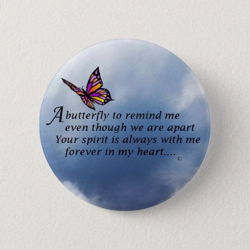 Butterfly  Memorial Poem Pinback Button