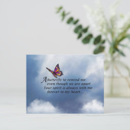 Butterfly Memorial Poem Postcard | Zazzle