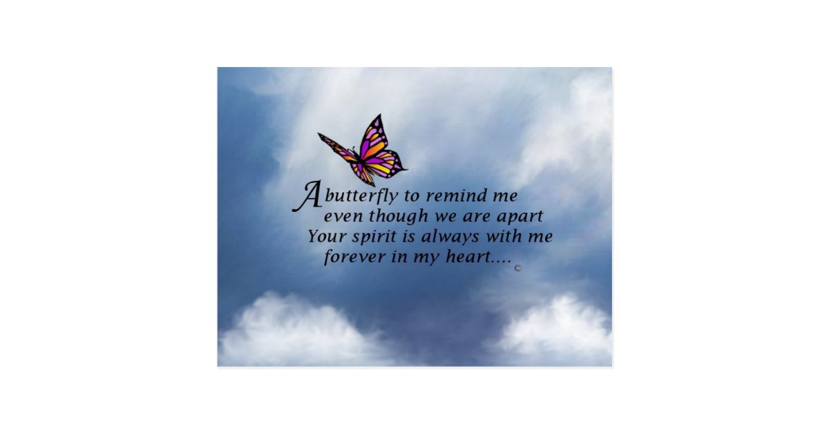 Butterfly Memorial Poem Postcard | Zazzle