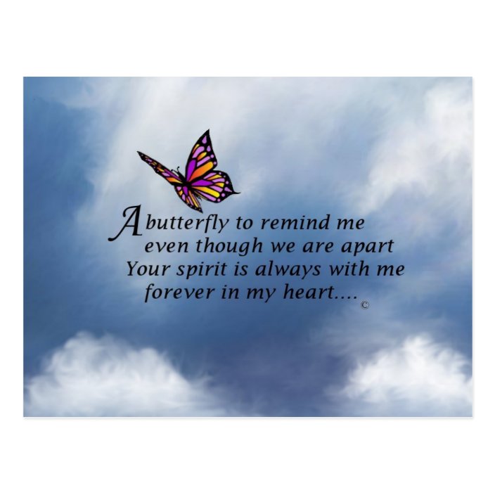 Butterfly Memorial Poem Postcard