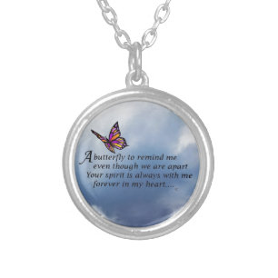 Butterfly Memorial Poem Silver Plated Necklace