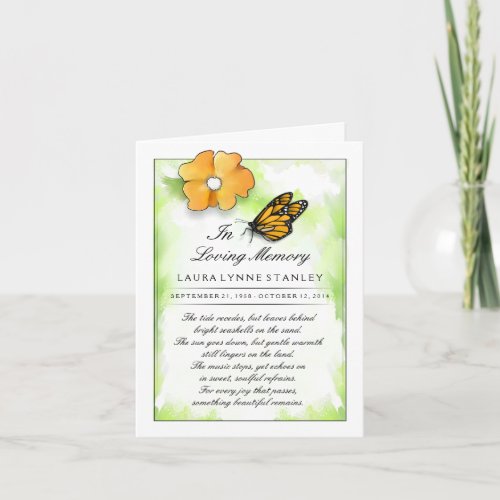 Butterfly Memorial Service Photo Invitation Card