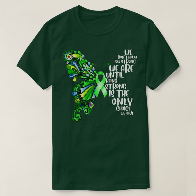 Butterfly Mental Health Green Ribbon Awareness 622 T-Shirt (Design Front)