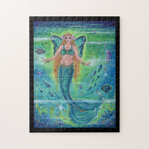 Butterfly Mermaid inner peace  by Renee Lavoie    Jigsaw Puzzle