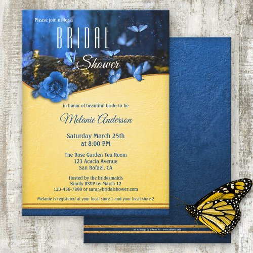 Butterfly Midnight Enchanted Forest Bridal Shower Invitation