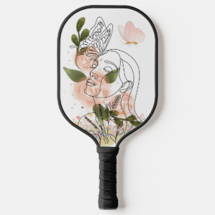 Butterfly Mind – floral line art Pickleball Paddle