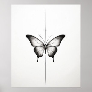 Butterfly minimalist line art poster