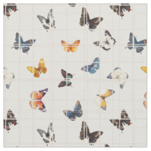 Butterfly mix beige fabric