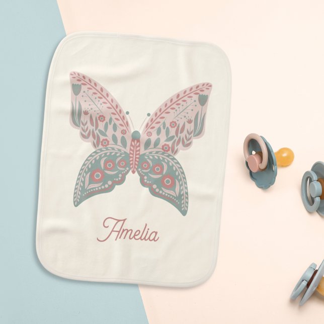 Butterfly Modern Cute Baby Baby Burp Cloth (Creator Uploaded)
