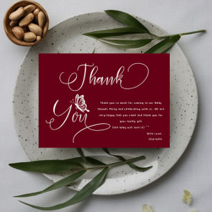 Butterfly Modern Minimal Baby Shower Thank You Card