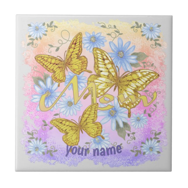 Butterfly Mom  Ceramic Tile (Front)