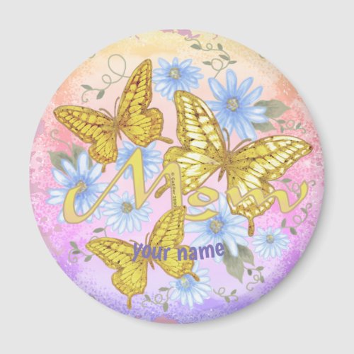 Butterfly Mom custom name Magnet