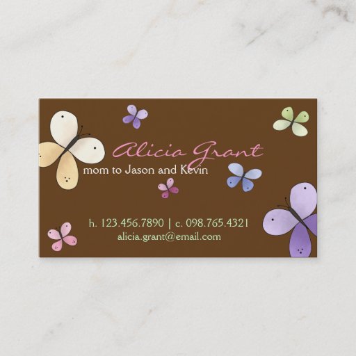 Customizable Butterfly Mommy Card Business Card Templates