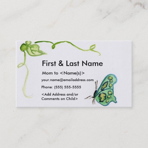 Butterfly Mommy Custom Photo Calling Playdate Card