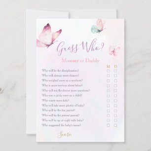Butterfly Mommy or Daddy Baby Shower game Invitation