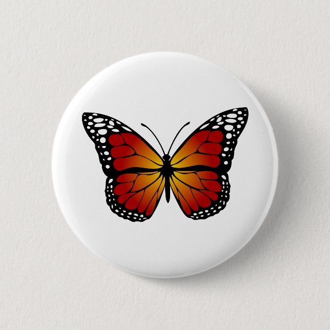 Butterfly Monarch Abstract Artistic Line Art Button (Front)