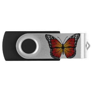 Butterfly Monarch Abstract Artistic Line Art Flash Drive