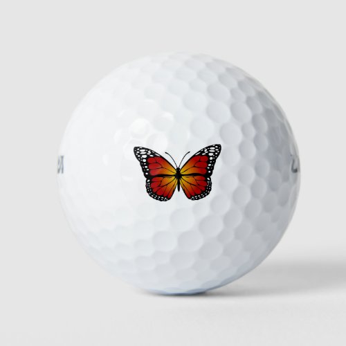 Butterfly Monarch Abstract Artistic Line Art Golf Balls