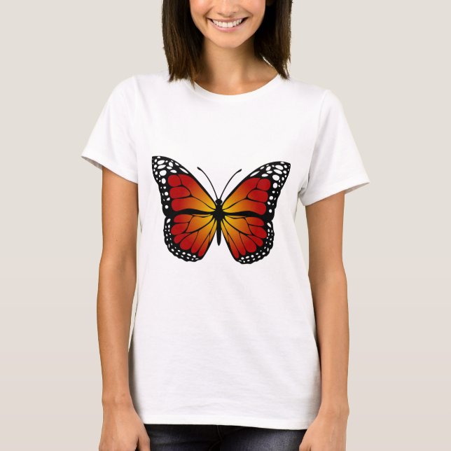 Butterfly Monarch Abstract Artistic Line Art T-Shirt (Front)