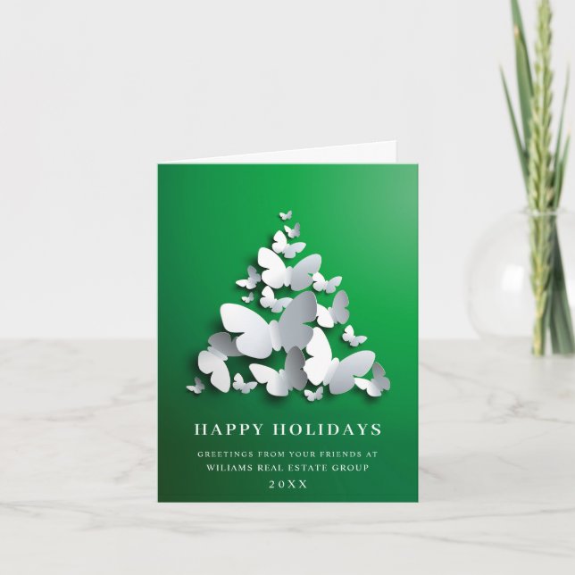  Butterfly Monarch Christmas Corporate Greeting Holiday Card (Front)