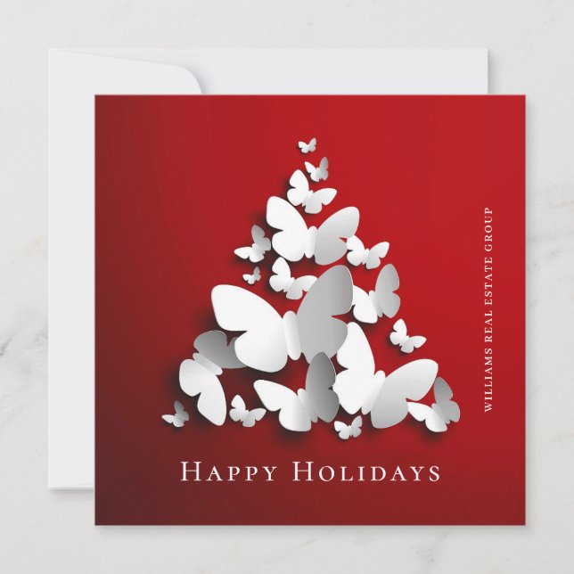 Butterfly Monarch Christmas Corporate Greeting Holiday Card (Front)