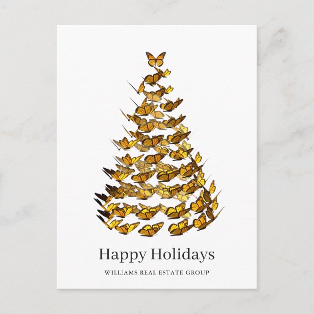 Butterfly Monarch Christmas Corporate Greeting Postcard (Front)