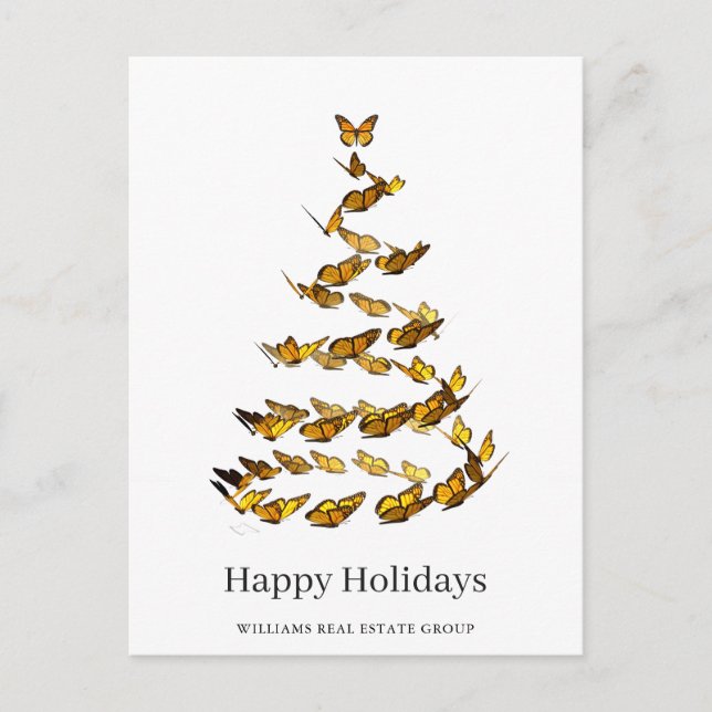 Butterfly Monarch Christmas Corporate Greeting Postcard (Front)