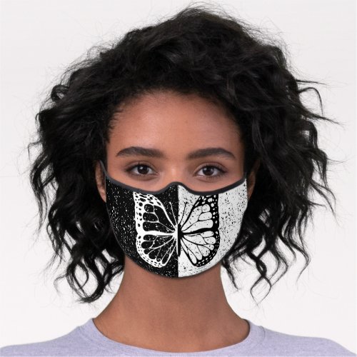 Butterfly Monarch Cute Chic Black White Aesthetic Premium Face Mask