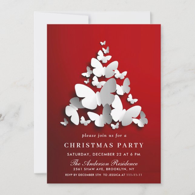 Butterfly Monarch Holiday CHRISTMAS PARTY Invitation (Front)