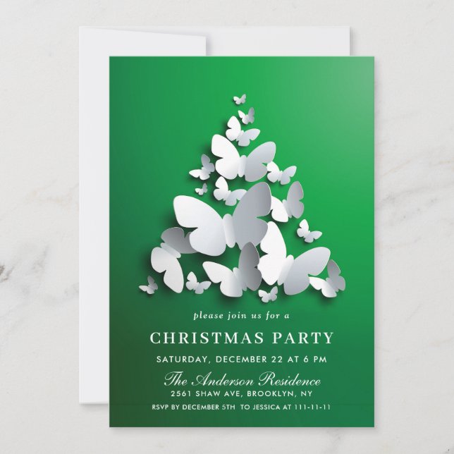 Butterfly Monarch Holiday CHRISTMAS PARTY Invitation (Front)