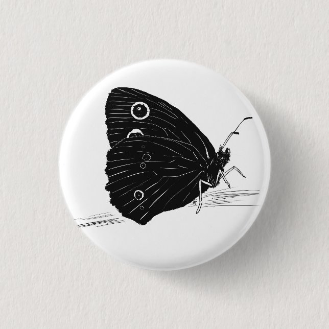 Butterfly Monochrome Button (Front)