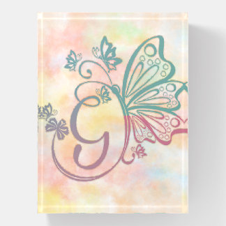 Butterfly Monogram Letter G Paperweight