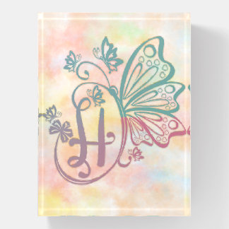 Butterfly Monogram Letter H Paperweight