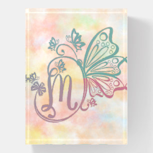 Butterfly Monogram Letter M Paperweight