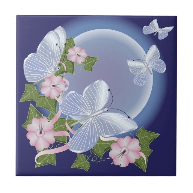 Butterfly Moon Beams Ceramic Tile (Front)