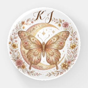 Butterfly Moon Floral Gold Personalized Design Paperweight