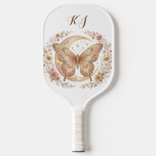 Butterfly Moon Floral Gold Personalized Design Pickleball Paddle