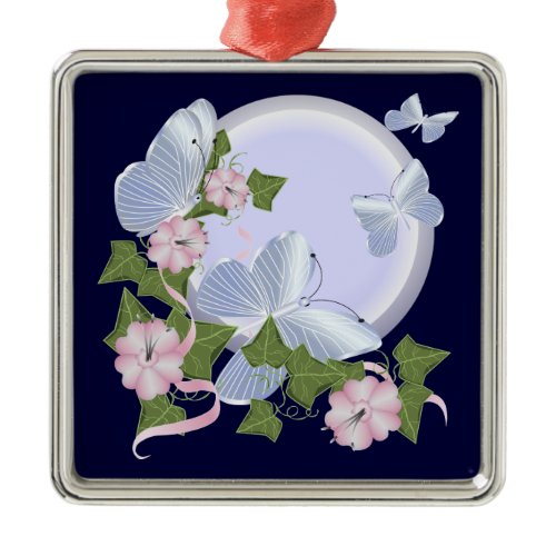 Butterfly Moon Metal Ornament
