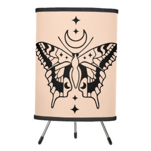 Butterfly Moon Minimal Line Art Design Tripod Lamp
