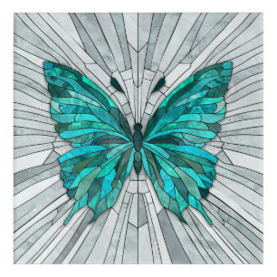 Butterfly Mosaic -Emerald Green and Grey Acrylic Print