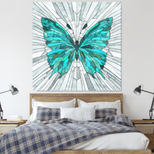 Butterfly Mosaic -Emerald Green and Grey Canvas Print