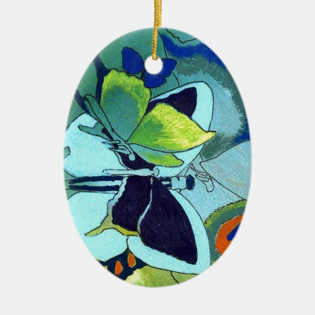 Butterfly Mosaic Gift Ceramic Ornament (Front)