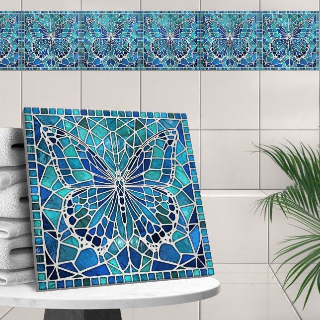 Butterfly Mosaic - Ocean Blues Ceramic Tile (Creator Uploaded)